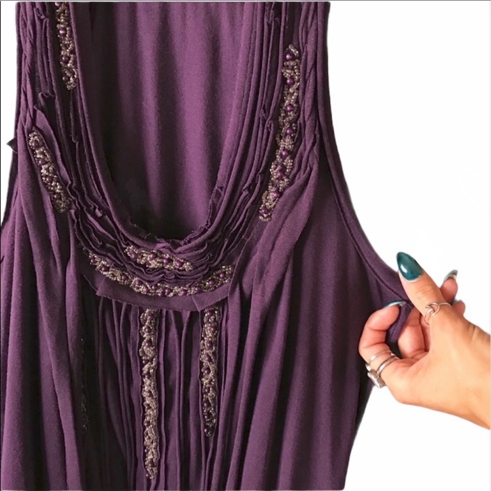 Royal purple beaded drop waist tunic